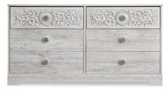 Whitewash / 52.72 in wide, full front view of dresser - 2