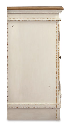 Chipped White TV stand with mirrored doors, product view 4 - 4