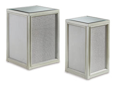 Silver Finish two-piece nesting table set, full product view - 1