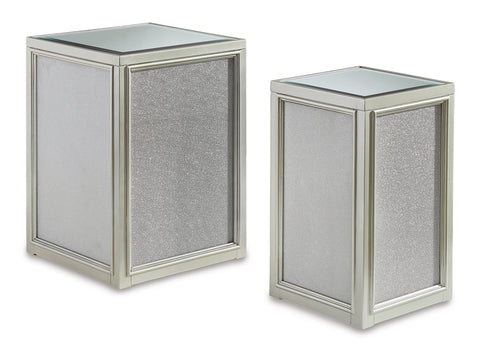 Traleena Silver Mirrored Nesting End Tables, Set of 2