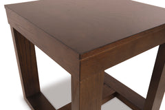 Dark Brown square end table with open frame base, product view 5 - 5