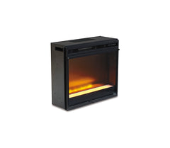 Black, complete fireplace insert illuminated alternate view - 3