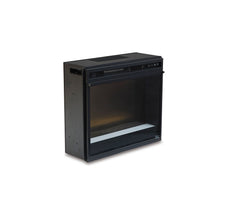 Black, complete fireplace insert with flame display off - 4