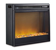 Black, complete fireplace insert with included stone media - 2