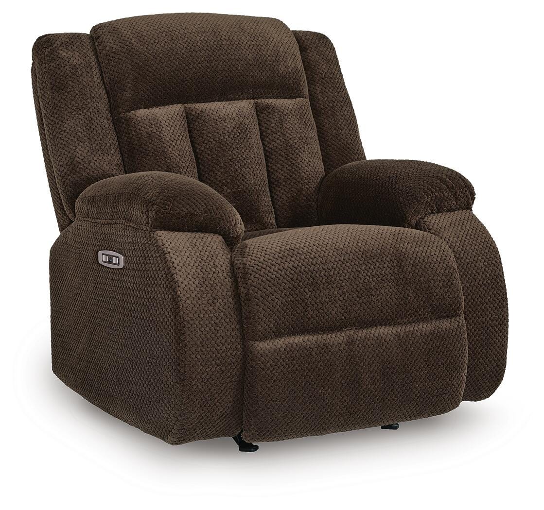 Chocolate, full recliner in closed position