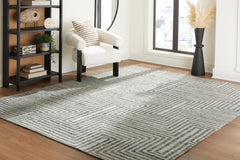 Ivory/Gray 96.75" x 119.5", room view; furniture excluded - 2