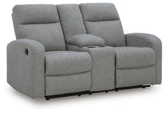 Sterling, complete reclining loveseat, closed angled view - 1