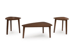 Brown three-piece table set, full product view - 1