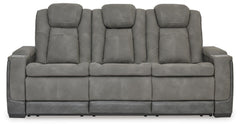 Slate, complete power reclining sofa, front view - 4