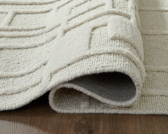 Ivory 92" x 117", rolled rug backing detail - 4