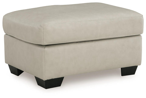 Leather-Top Ottoman in Bone or Dark Brown