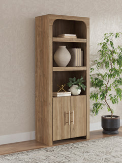 Brown display cabinet with open shelves, product view 6 - 6