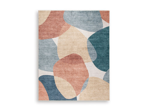 Multicolor Abstract Shapes Machine Washable Rug