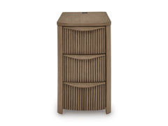Light Brown Reeded Three Drawer Charging End Table, product view 3 - 15