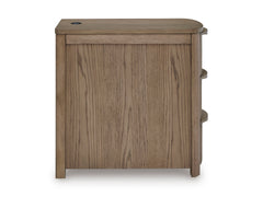 Light Brown Reeded Three Drawer Charging End Table, product view 4 - 16
