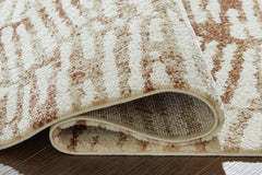 Cream/Tan/Rust 94.5" x 118.5", rolled rug backing detail - 4