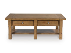 Medium Brown Two-Drawer Coffee Table, product view 2 - 2