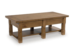Medium Brown Two-Drawer Coffee Table, product view 3 - 3