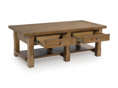 Medium Brown Two-Drawer Coffee Table, product view 4 - 4