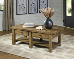 Medium Brown Two-Drawer Coffee Table, product view 6 - 6