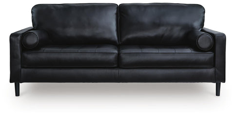 Leather-Match Track-Arm Sofa with Bolsters in Onyx