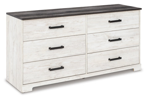 Whitewash and Charcoal Six-Drawer Dresser