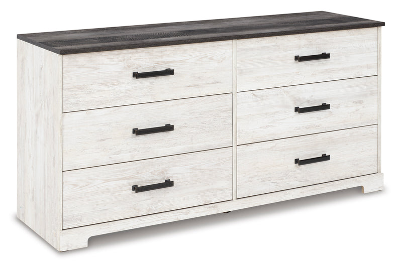 Whitewash and Charcoal Six-Drawer Dresser
