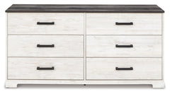 Whitewash/Charcoal Gray / 52.72 in wide, full front view of dresser - 2
