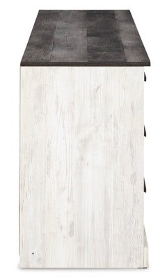 Whitewash/Charcoal Gray / 52.72 in wide, side view of dresser - 4