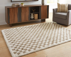 Taupe/Ivory 63" x 84", room view; furniture excluded - 6