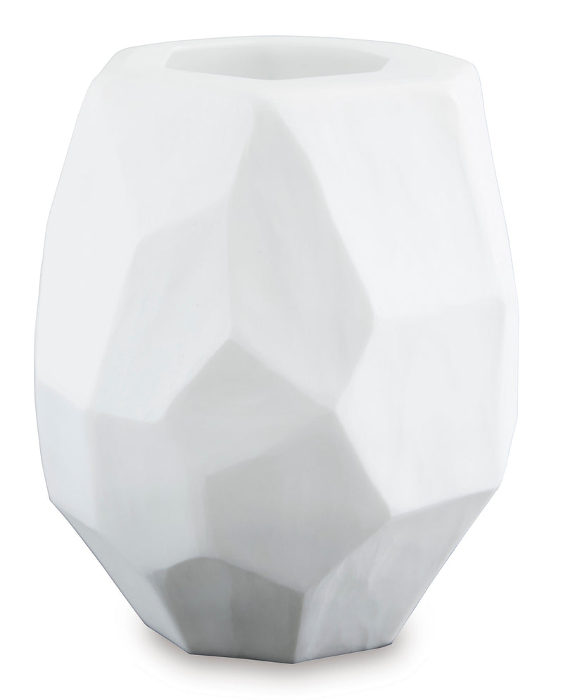Karenton White Hand-Carved Glass Vase