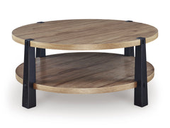 Light Brown/Black Round Coffee Table, product view 2 - 2