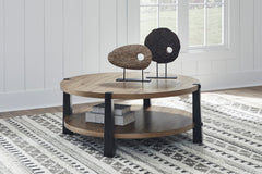 Light Brown/Black Round Coffee Table, product view 3 - 3