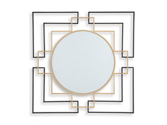 Black/Gold Finish accent mirror, full product view - 1