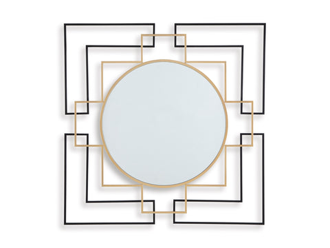 Oceanal Black and Gold Geometric Wall Mirror