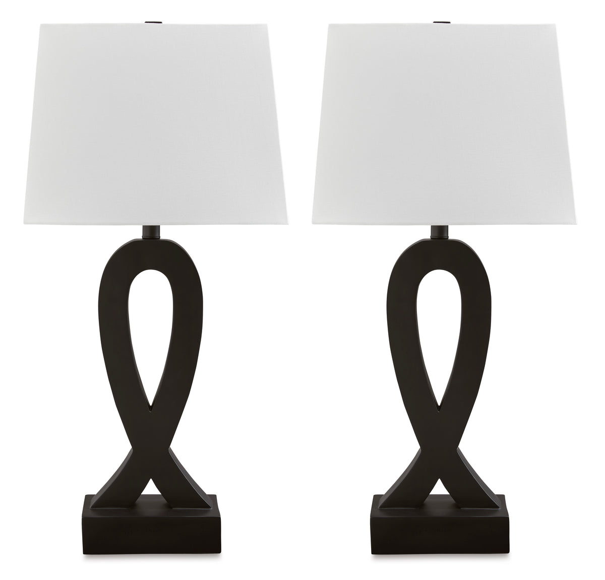 Black Markellton set of two table lamps, full product view