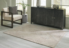 Beige/Brown 61.5" x 84.5", room view; furniture excluded - 6
