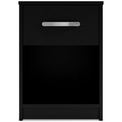 Black / 15.79 in wide, full front view of nightstand - 2