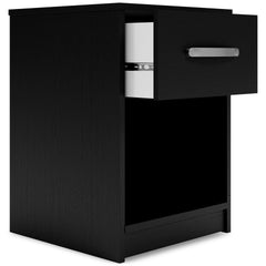 Black / 15.79 in wide, nightstand with drawer open - 3