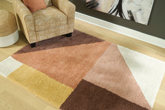 Cream/Pink/Ocher 62.25" x 84.5", room view; furniture excluded - 6