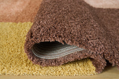 Cream/Pink/Ocher 62.25" x 84.5", rolled rug backing detail - 8