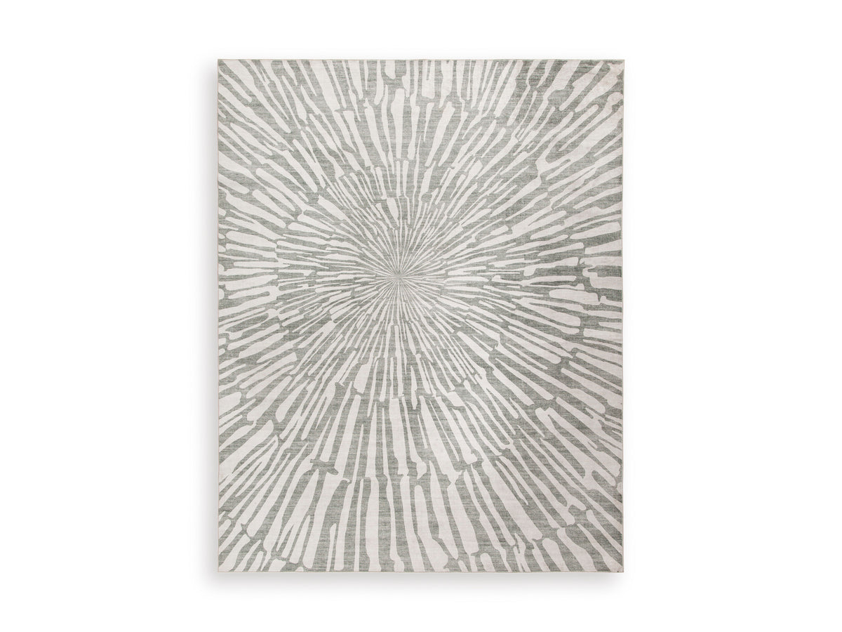 Gray/White 95.5" x 119", complete rug product view