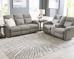 Gray/White 95.5" x 119", room view; furniture excluded - 2