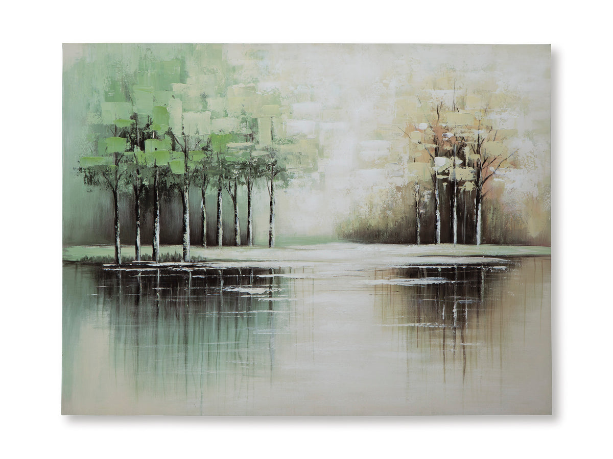 Green/Tan/White Wall Art, full product view