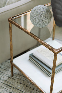 Antique Brass Finish accent table, product view 4 - 8