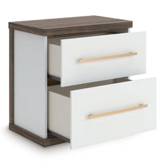 Brown/White / Nightstand, drawers open - 2