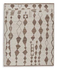 Beige/Brown 93.13" x 119.13", complete rug product view - 5