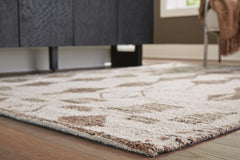 Beige/Brown 93.13" x 119.13", pile and edge detail - 7