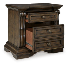 Dark Brown, nightstand with two drawers open - 2