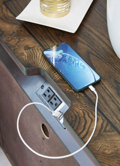 Dark Brown, AC outlet and USB charging detail - 4